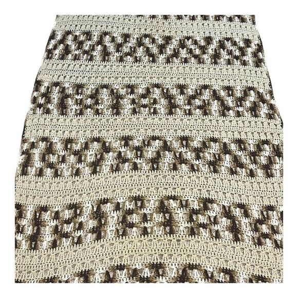 Brown and Cream Beige Handmade Afghan Crochet Blanket Sofa Chair Throw 79x50 - Picture 3 of 6